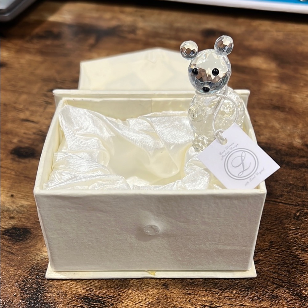 Lenox Crystal Bear Figurine with Silver Accents